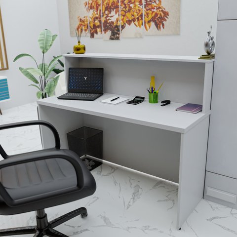 Balcão Atendimento Recepção Consultório 1200x600 Netmobil - Branco