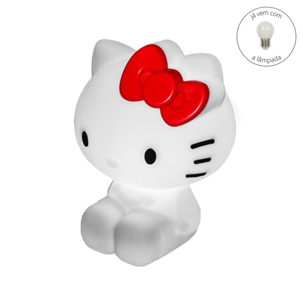 Luminária Abajur Infantil Gata Gatinha Hello Kitty com Lâmpada LED - 2