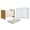 Ver imagem 1 de Berço Americano Evolution 4 em 1 Branco Acetinado Savana Reller e Cômoda Americano Branco Hp e Colch
