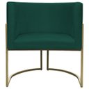 Ver imagem 5 de Poltrona Decorativa Recepção Luna Suede Verde Base de Ferro Champagne