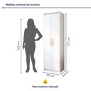 Ver imagem 3 de Sapateira Multiuso 2 Portas 5 Prateleiras 177cm Bliss Branco