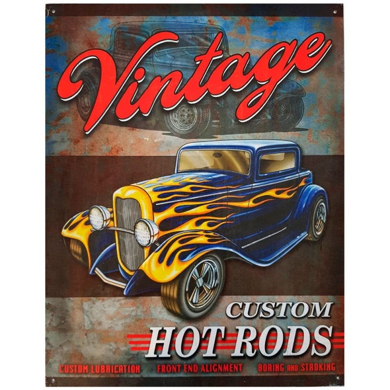 Placa De Metal Vintage Hot Rods - 1