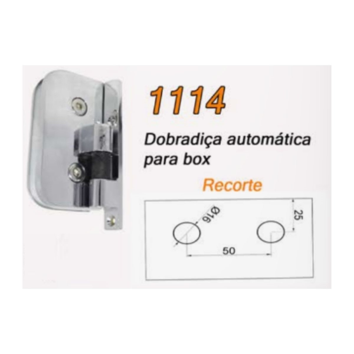 1114 - Dobradiça automática para porta de vidro temperado blindex Branco - 2 unidades - 2