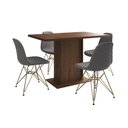 Ver imagem 6 de Mesa Jantar Londres Tampo Amêndoa 120cm 4 Cadeiras Base Dourado Estofado Grafite