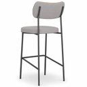 Ver imagem 1 de Kit 2 Banquetas Alta Sala de Jantar Lisa Pés Preto Linho/PU Cinza/Caramelo m² - Monari Design