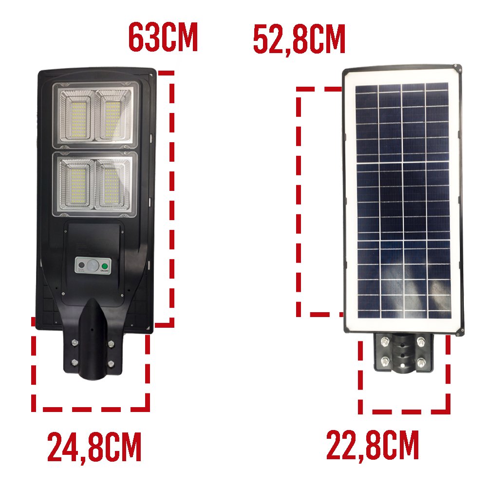 Luminária Solar LED Poste 240W 2 Unidades Sensor e Controle Refletor Jardim Rua - 2