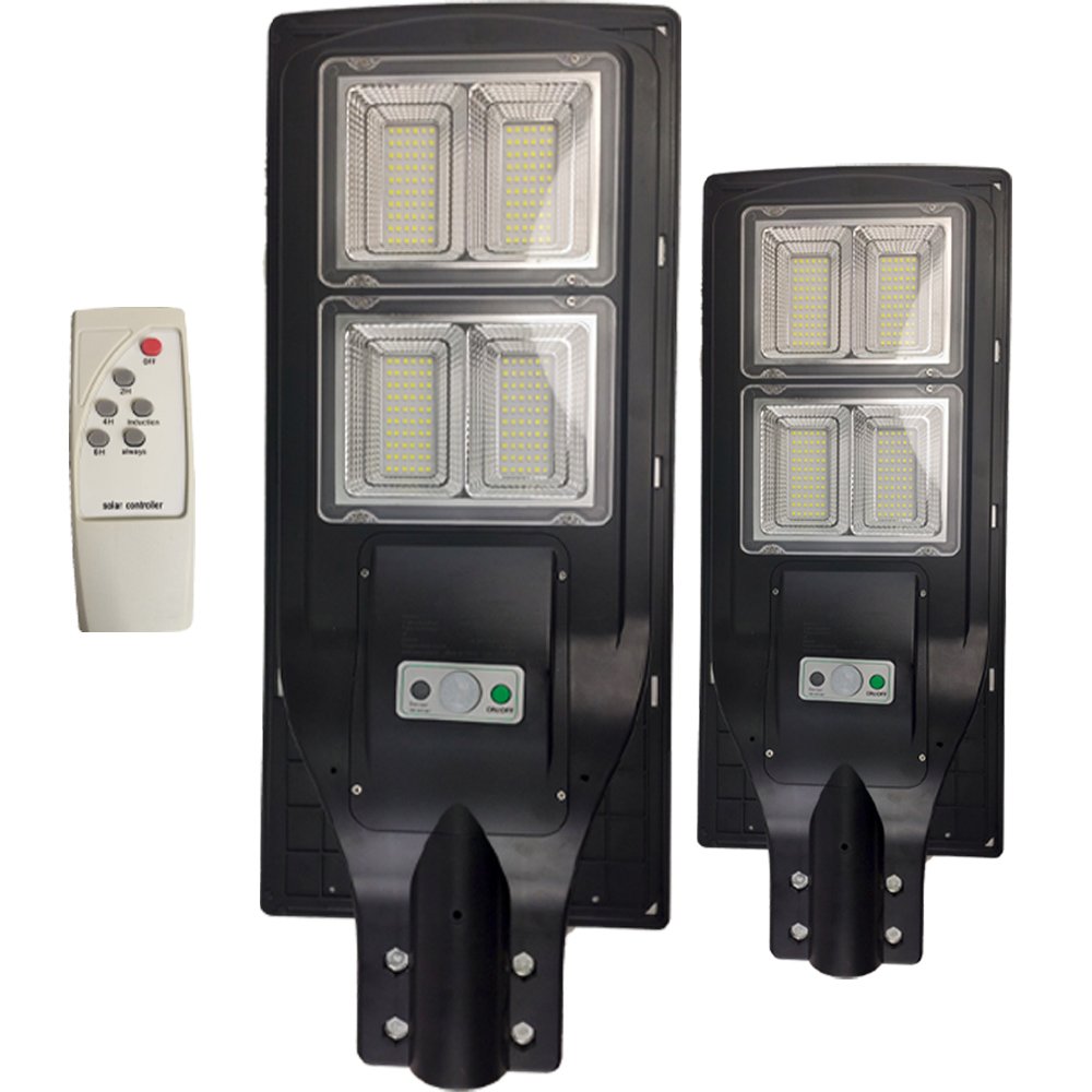Luminária Solar LED Poste 240W 2 Unidades Sensor e Controle Refletor Jardim Rua