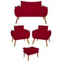 Ver imagem 1 de Kit 02 Poltronas + Namoradeira + Puff Opala Balaqui Decor Vermelho