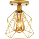 Ver imagem 4 de 2 Lustre Teto Plafon + 2 Lâmpada LED ST64 Industrial Aramado Cálice Retrô Luminária Vintage - Dourad