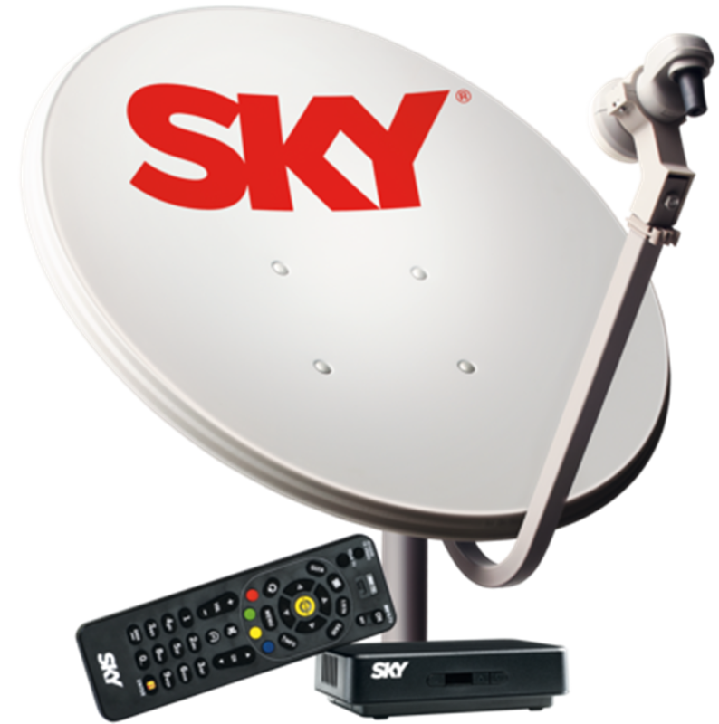 Kit Antena Parabólica e Receptor Sky Pré Pago Flex Sd