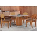 Ver imagem 1 de Sala Jantar Mesa Maldivas Tampo c/ Vidro Curvo 90cm+4 Cadeiras Havana Naturale/Off White - Corano