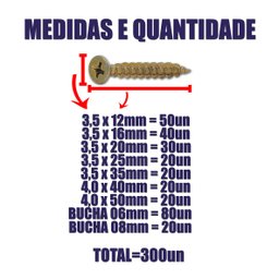 Kit 300 Parafusos Chipboard Philips e Buchas + Maleta - 6