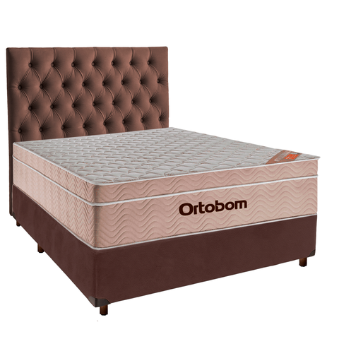Kit Cama Box + Cabeceira + Colchão Casal Molas Ensacadas - Airtech - Ortobom