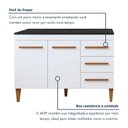 Ver imagem 7 de Balcão de Cozinha com Tampo 2 Portas 3 Gavetas Atenas - Kaiki Móveis Branco