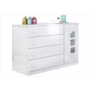 Ver imagem 1 de Cômoda Sapateira 4 Gavetas 1 Porta Organizadora Infantil Livia Detalhe Janela Branco - Phoenix Baby