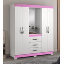 Ver imagem 2 de Guarda-Roupa 4 Portas Huntano Rosa - MoveisAqui