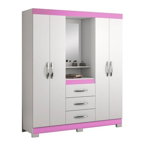 Guarda-Roupa 4 Portas Huntano Rosa - MoveisAqui