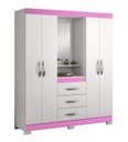 Ver imagem 1 de Guarda-Roupa 4 Portas Huntano Rosa - MoveisAqui