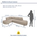 Ver imagem 3 de Sofá de Canto Orgânico 4 Lugares 265cm Base de Ferro Chaise Esquerda Luna Yescasa