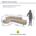 Ver imagem 3 de Sofá de Canto Orgânico 4 Lugares 272cm Base de Ferro Chaise Esquerda Luna Yescasa