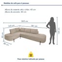 Ver imagem 3 de Sofá de Canto Orgânico 4 Lugares 265cm Base de Ferro Chaise Esquerda Luna YesCasa