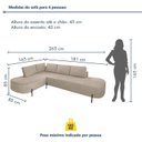 Ver imagem 3 de Sofá de Canto Orgânico 4 Lugares 265cm Base de Ferro Chaise Esquerda Luna