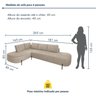 Sofá de Canto Orgânico 4 Lugares 265cm Base de Ferro Chaise Esquerda Luna - 3