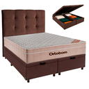 Ver imagem 1 de Cama Box Bau + Colchão Queen Ortobom Molas Ensacadas Airtech + Cabeceira Estofada