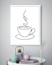 Ver imagem 1 de Quadro Decorativo Minimalista Xícara Café One Line -70x50cm:moldura Preta