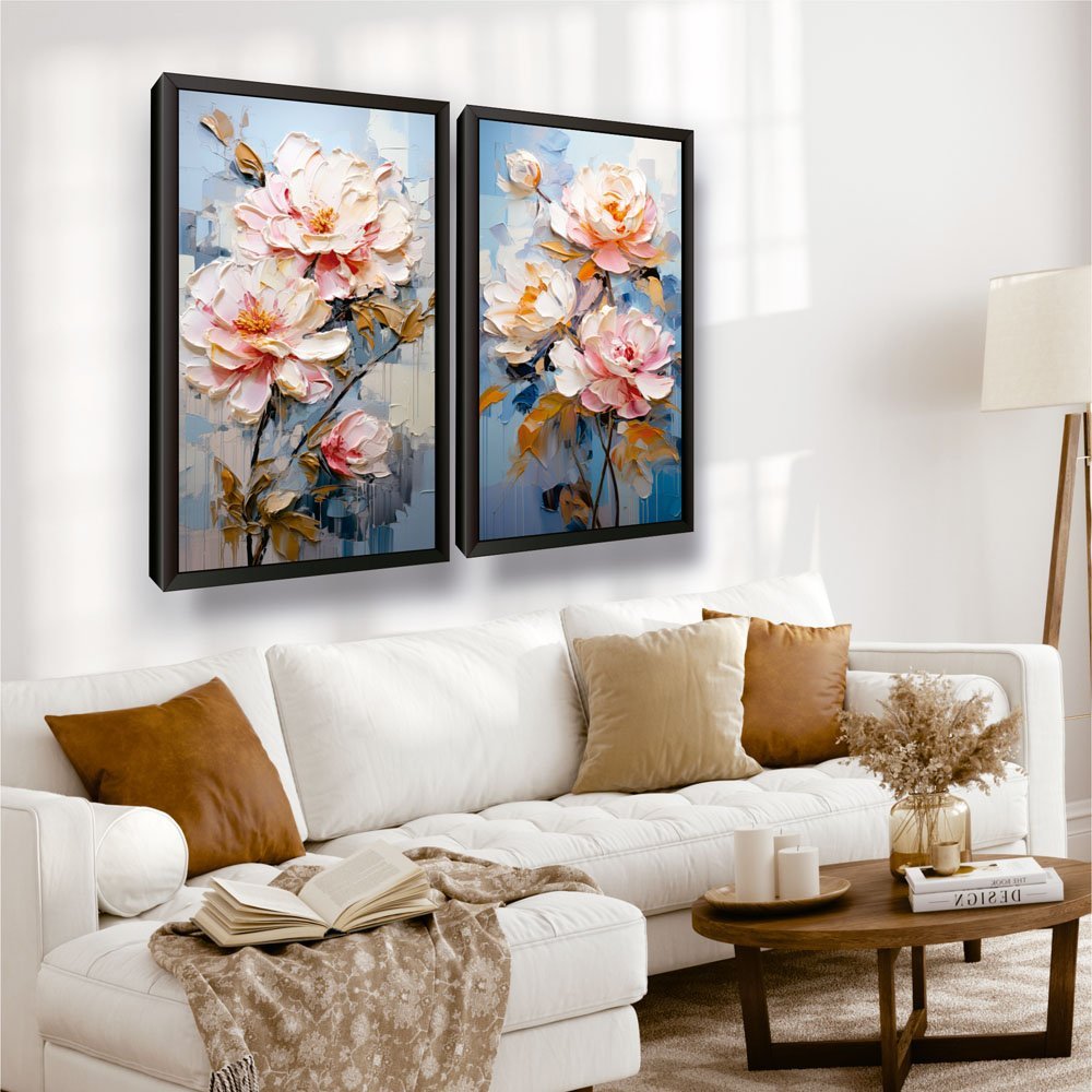 Quadros Decorativos Flores 3d Abstrato Moldura Luxo - 2