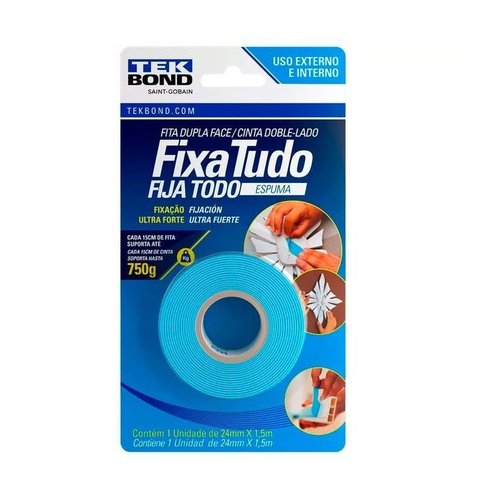Caixa 12 Fita Dupla Face Espuma Fixa Tudo 24mm x 1,5m