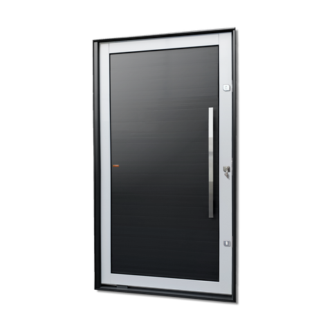 Porta Pivotante Alumínio Lambril c/Puxador Dir. Elite Mix Preto 216x120 Brimak