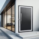 Ver imagem 2 de Porta Pivotante Alumínio Lambril c/Puxador Dir. Elite Mix Preto 216x120 Brimak