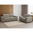 Ver imagem 2 de Sofá 3 e 2 Lugares para Sala de Estar Living Allon F04 Veludo Marrom Claro - Lyam Decor