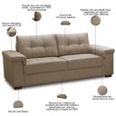 Ver imagem 3 de Sofá 3 e 2 Lugares para Sala de Estar Living Allon F04 Veludo Marrom Claro - Lyam Decor