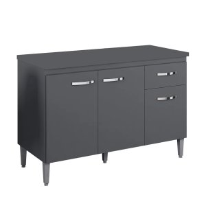 Balcão de Pia 3 Portas Gabriela 120 Cm Cinza sem Tampo Ajl Móveis