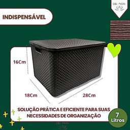 Caixa Organizadora 7 Litros Multiuso Cesto Tampa Empilhavel Decorativa Documentos Arquivo Brinquedos - 4