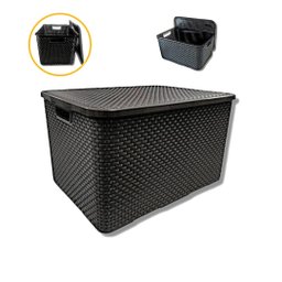 Caixa Organizadora 7 Litros Multiuso Cesto Tampa Empilhavel Decorativa Documentos Arquivo Brinquedos - 1