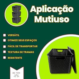 Caixa Organizadora 7 Litros Multiuso Cesto Tampa Empilhavel Decorativa Documentos Arquivo Brinquedos - 5