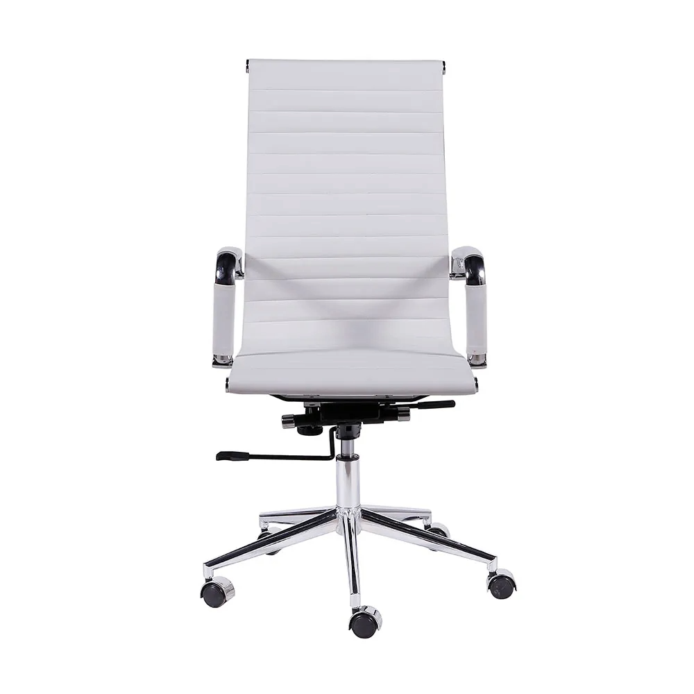 Ver imagem 2 de Cadeira de Escritório Presidente Giratória Pu Branco com Braços