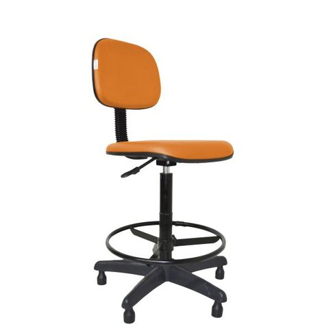 Cadeira Caixa Secretaria Bolt - Couro Sintetico Corano - Laranja