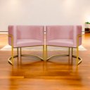Ver imagem 2 de Kit 2 Poltronas Cadeira para Sala de Luna Suede Cores Base Dourada