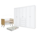 Ver imagem 1 de Berço Americano Q Encanto 3820 Retrô Freijó Toq Branco Acetinado - Qmovi e Guarda Roupa Casal Americ