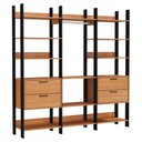 Ver imagem 1 de Kit 03 Closet Guarda-Roupa Cabideiro 04 Gavetas Modulado 220x73cm Leaf D03 Freijó Preto - Lyam
