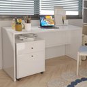 Ver imagem 3 de Kit Escritório Office Escrivaninha e Gaveteiro Zeus - Via Nossa - Branco