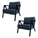 Ver imagem 1 de Conjunto 2 Poltronas Sala de Estar Monique Madeira Castanho Cor: Azul Linho