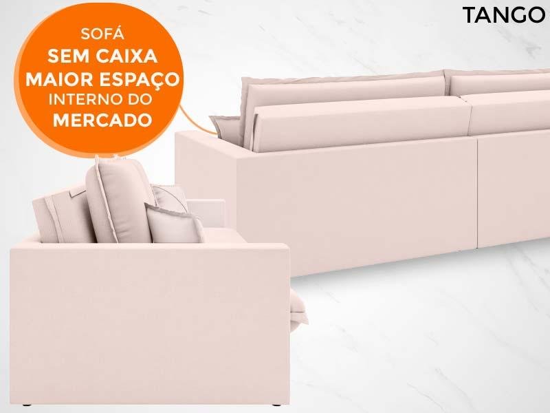 Sofá Tango 2,20M Sem Caixa, Retrátil e Reclinável Velosuede Areia - Netsofás - 3