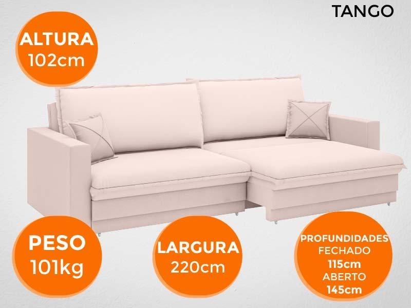 Sofá Tango 2,20M Sem Caixa, Retrátil e Reclinável Velosuede Areia - Netsofás - 7
