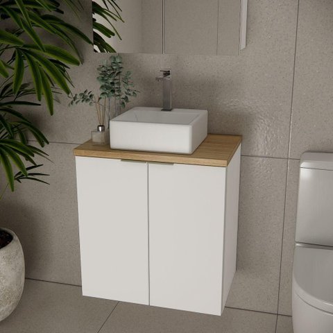 Gabinete com Cuba Nature 60cm Estilare Gab4008 Branco-carvalho