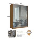 Ver imagem 2 de Guarda-Roupa Solteiro 2 Portas de Correr com Espelho 3 Gavetas MDF 235x183cm Zira Marrom Freijó Natura